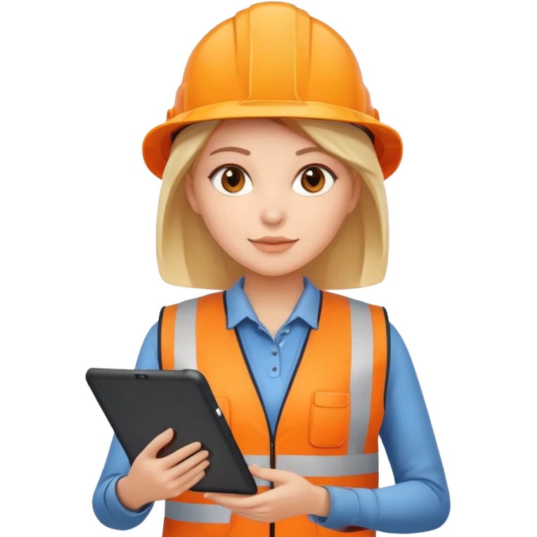 worker woman wearing orange west holding a tablet emoji