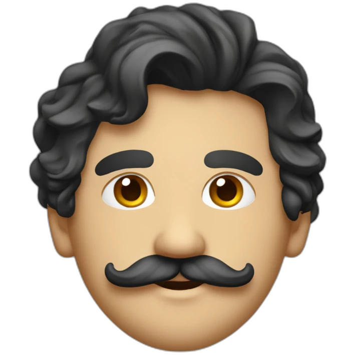 Espagnol avec une petite moustache et des cheveux noirs croler emoji