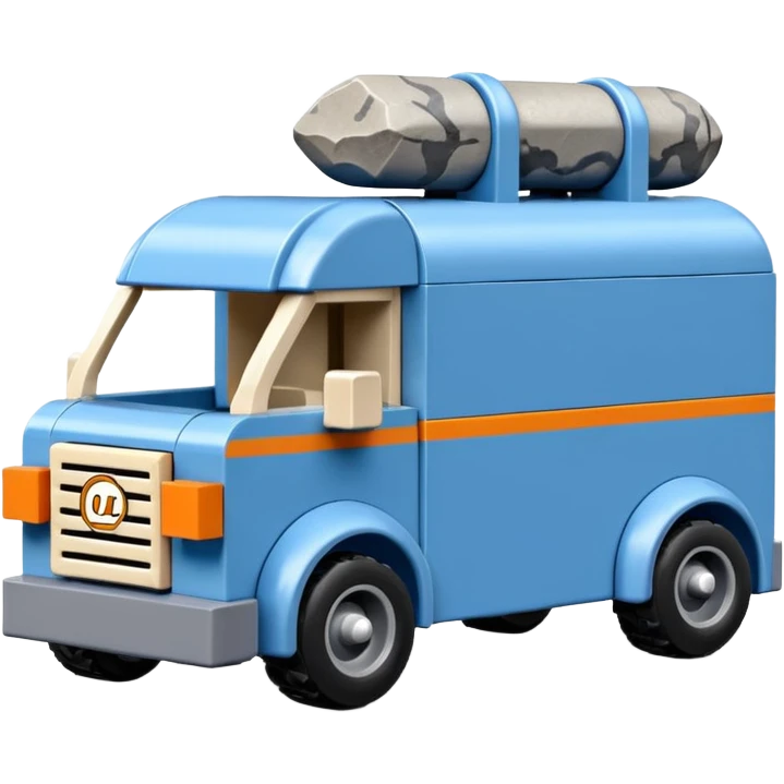  Prehistoric-style Lego blue tall rocky Flintstones mover’s van with rocky tires  emoji