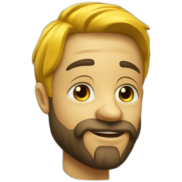 lauguing yellow emoji with realistic human features and beared too emoji