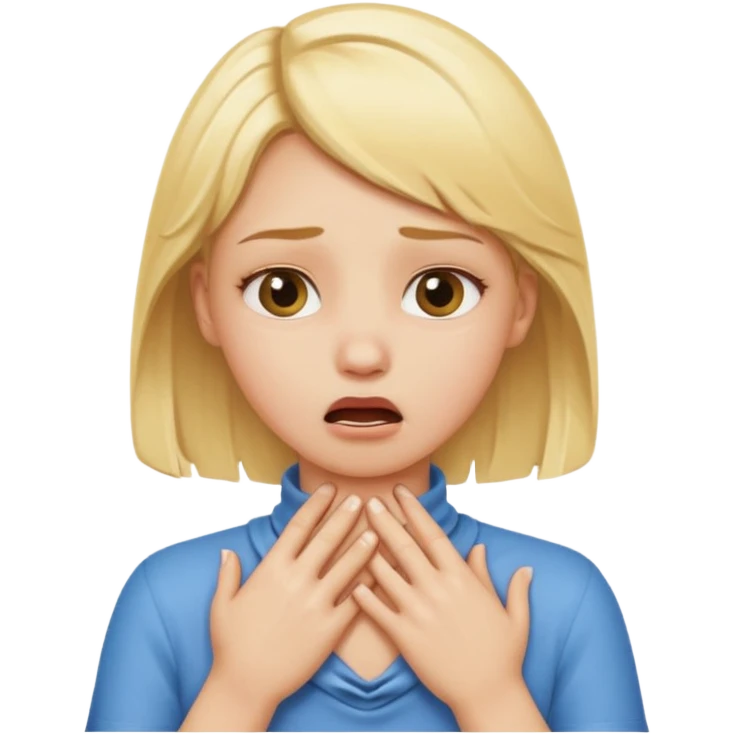 blond girl emoji choking its neck with its hands emoji