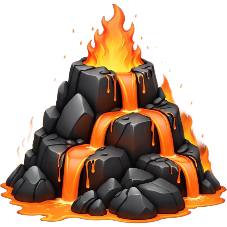 A lava flow spilling slowly over blackened rocks. emoji