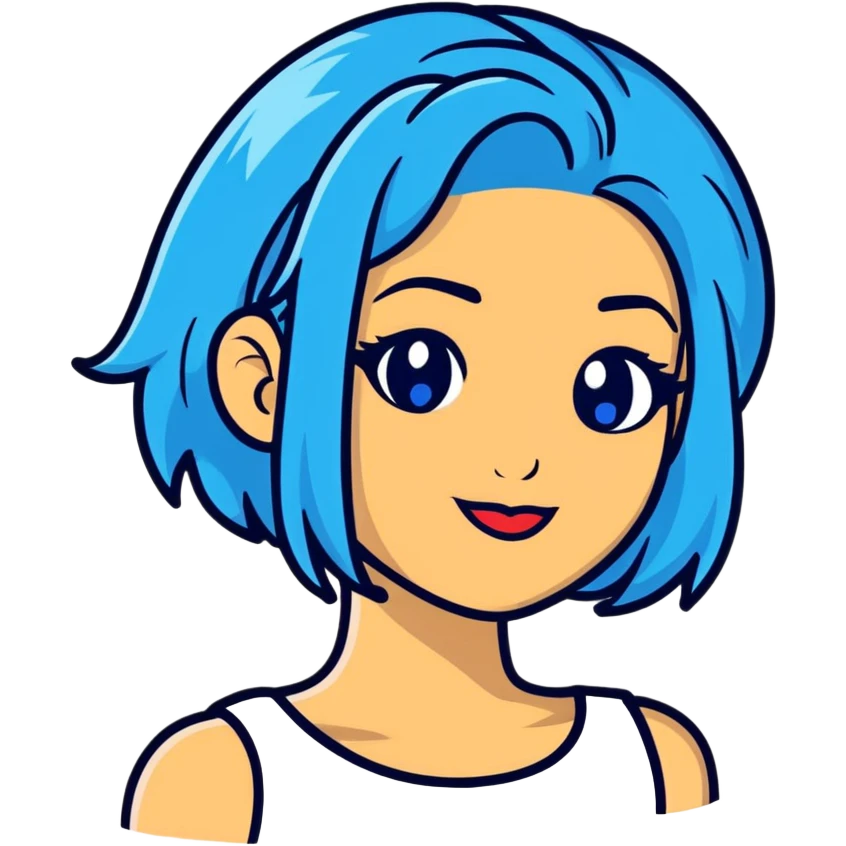 Karol G cartoon emoji with signature blue hair and confident expression emoji