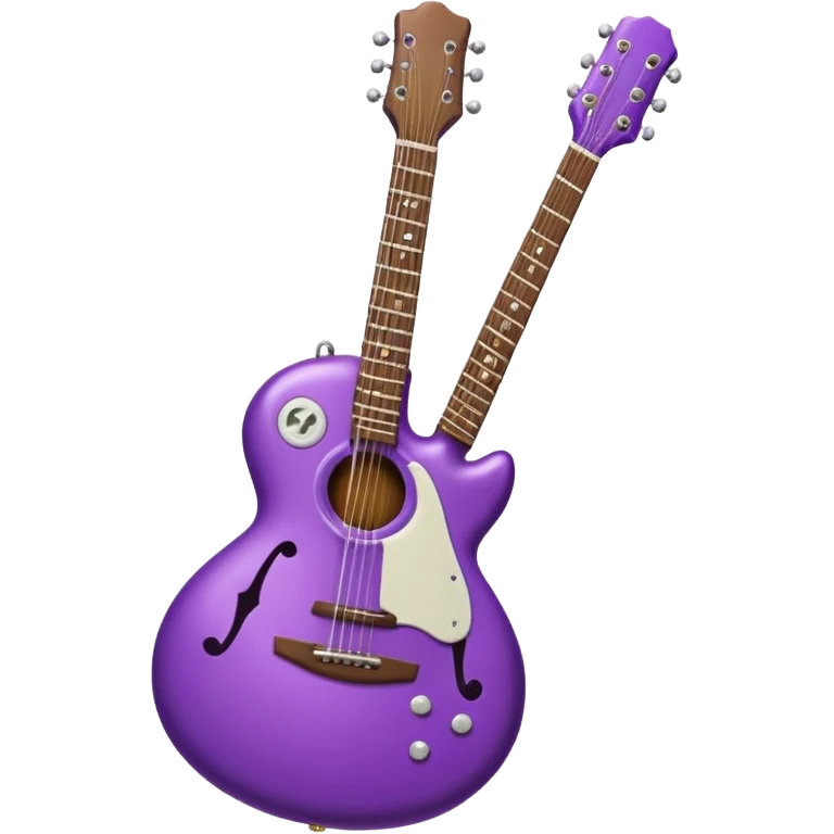 a purple Christmas ornament with a guitar emoji