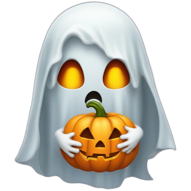 halloween ghost with a pumpkin emoji