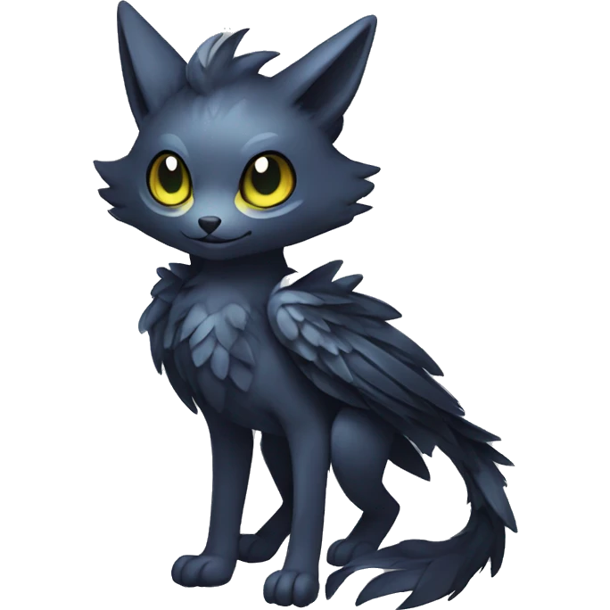 Cute cool shiny fantasy dark-shadow-themed animal hybrid Fakemon full body emoji