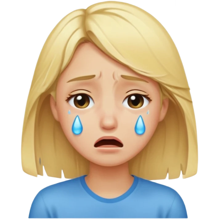 Blonde girl crying emoji