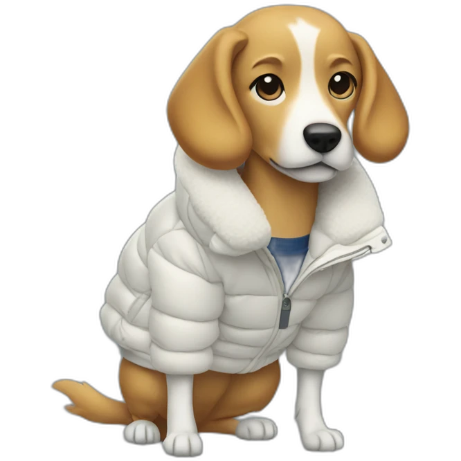 Dog with Lacoste puffer jacket emoji