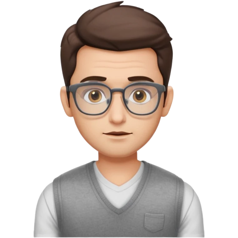 generate a pretty bratz emoji 
Make her look like hrithik roshan wearing white tee with a grey v neck sleeveless weater vest over it. wearing rectangle spectacles

he should look exactly  like hrithik roshan. looking autistic emoji