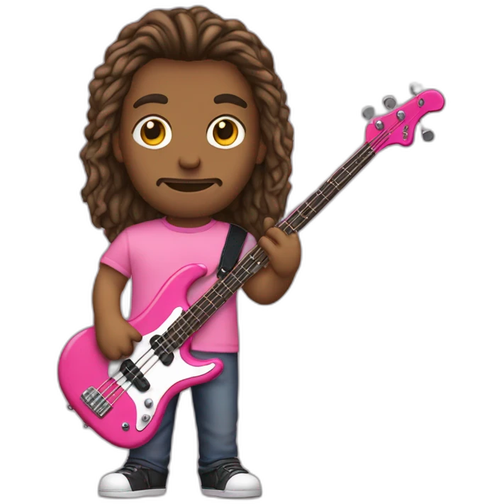 bruned-long-bassguitar-player-pink-tshirt-pink emoji