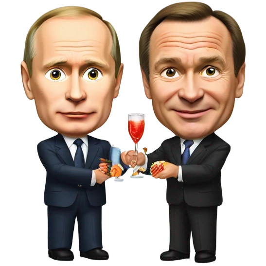 Vladimir Putin and Gerhard Schröder with shrimp cocktail  emoji