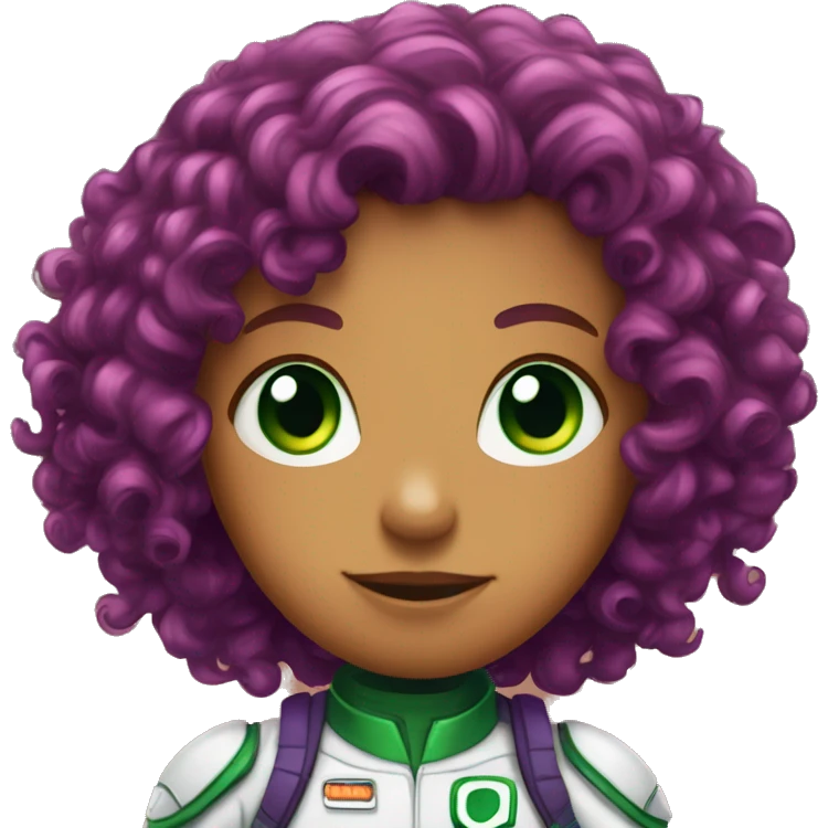 starfire dc red curly hair purple spacesuit eyes green emoji