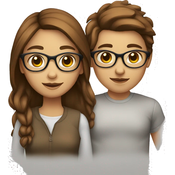 girl bestfriends both white with brown hair one of them has glasses emoji