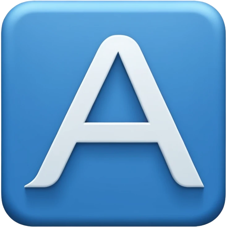 The image is a blue icon with the letter "A" in the center. The letter is in a bold, sans-serif font and is slightly tilted to the right. Below the letter, there is a smaller text that reads "10.9". The background is white and the icon is simple and minimalistic. emoji