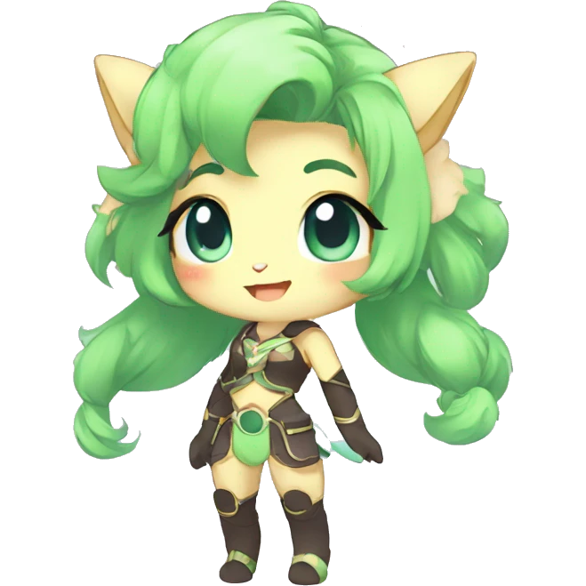 Cute Kawaii Chibi Anthro Sona Pretty Shiny Fakemon Full Body emoji