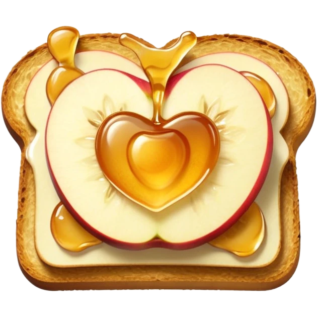 toast with apple slices on top with a drizzle of honey emoji