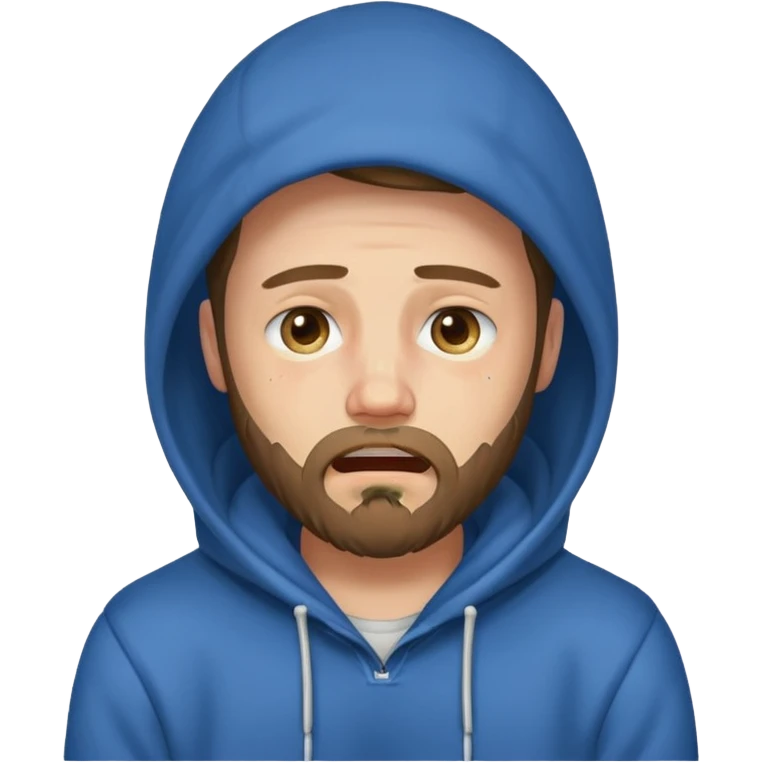 25 age beard man wearing hoodies and crying face emoji