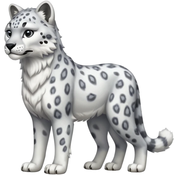 "Shnolf"-Snow-leopard-wolf-hybrid-fusion-animal-creature, full body emoji