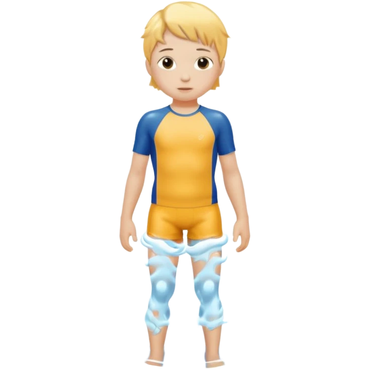 Child swimmer standing  only shorts emoji