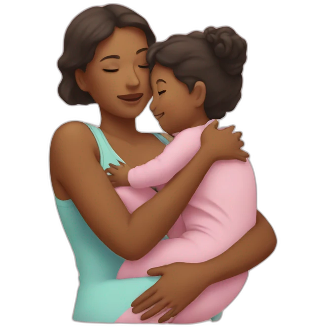 a mom cuddling with a baby emoji
