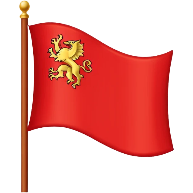 “Emoji-style red waving castle flag, flat clean lines, simple heraldic shape, no castle shown.” emoji