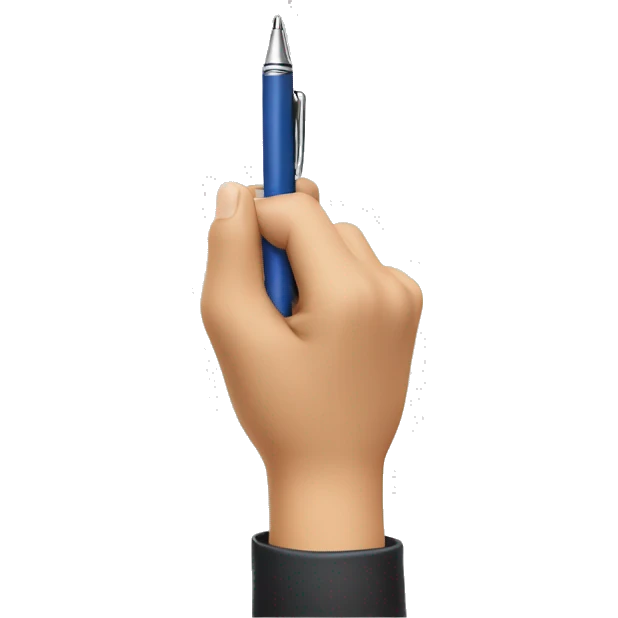 Create a open hand with an pen in it emoji