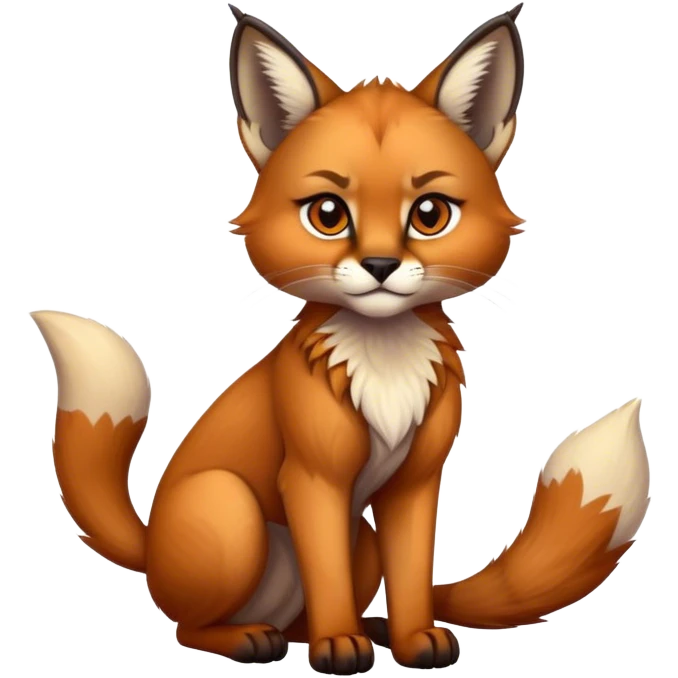 Epic Cute Dark Warm Caracal-Bobcat-Fox-hybrid full body emoji