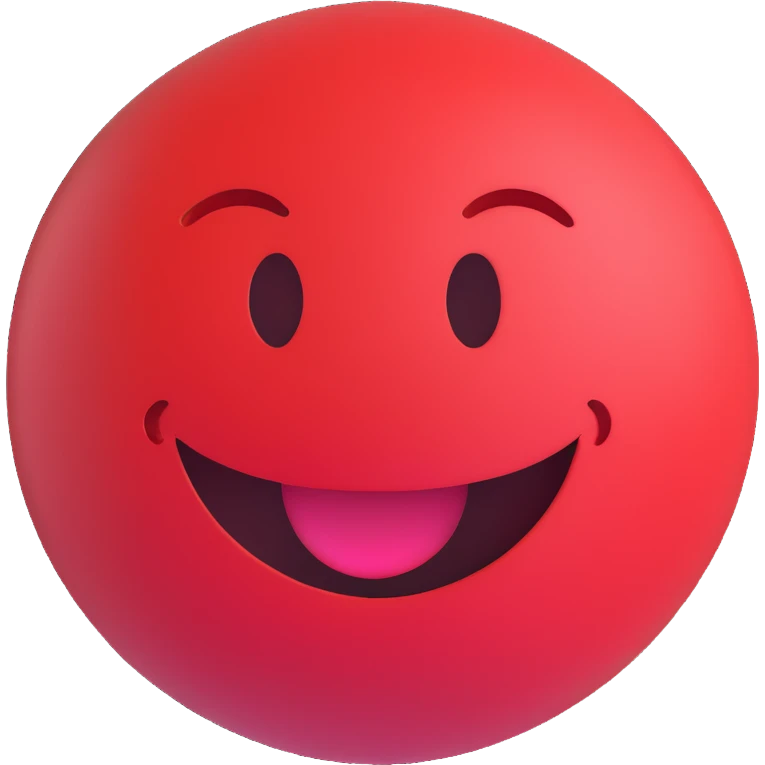 3D smiley emoji, round shape, party student, red color, cheerful face emoji