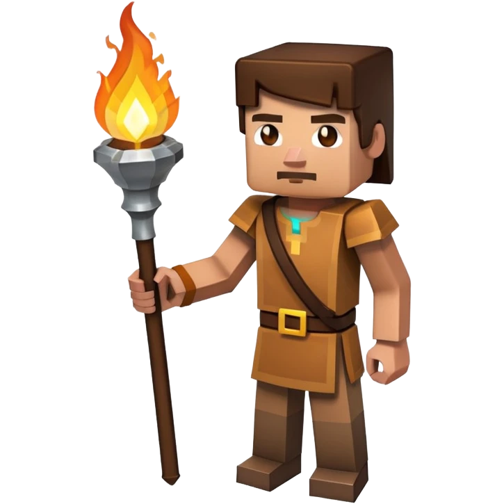 Minecraft character holding a torch emoji