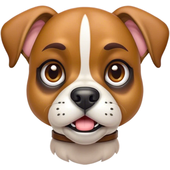 Cinematic Comical Fawn Boxer dog Portrait Emoji, Head tilted dramatically with an exaggeratedly shocked or offended expression, featuring a sleek fawn Fur with a distinctive white muzzle, wide, expressive brown eyes filled with exaggerated disbelief, Simplified yet hilariously expressive features, highly detailed, glowing with a slightly sassy glow, high shine, dramatic yet playful, stylized with an air of attitude, bright and endearing, soft glowing outline, capturing the essence of a sassy and over-the-top guardian, so meme-worthy it feels like it could side-eye its way into internet fame instantly! emoji
