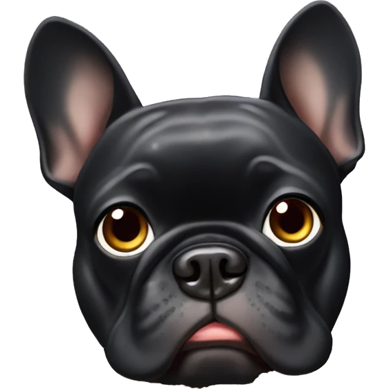 Black frenchie with food crumbs stuck to his face emoji