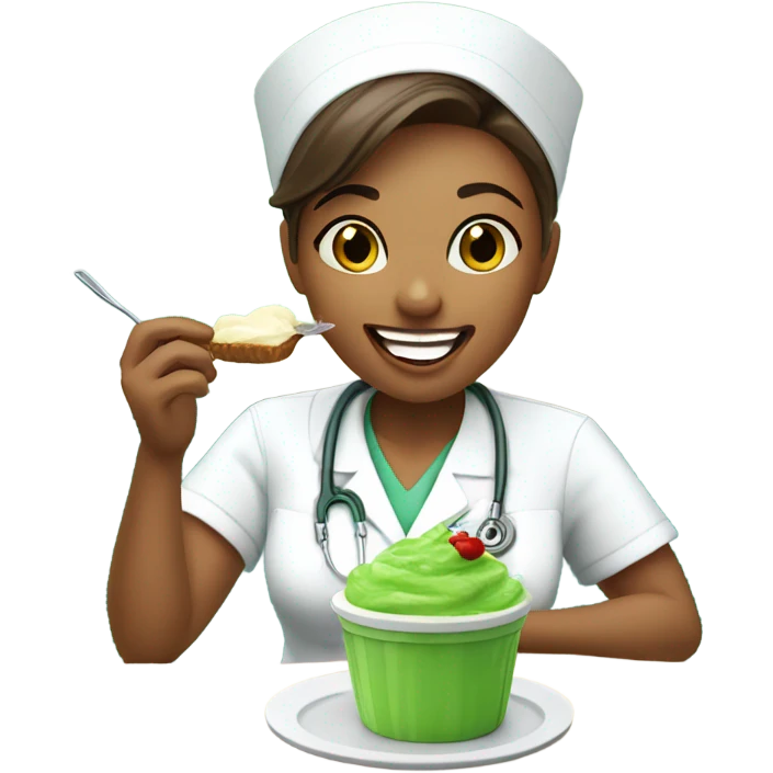 Nurse eating sweet green  emoji