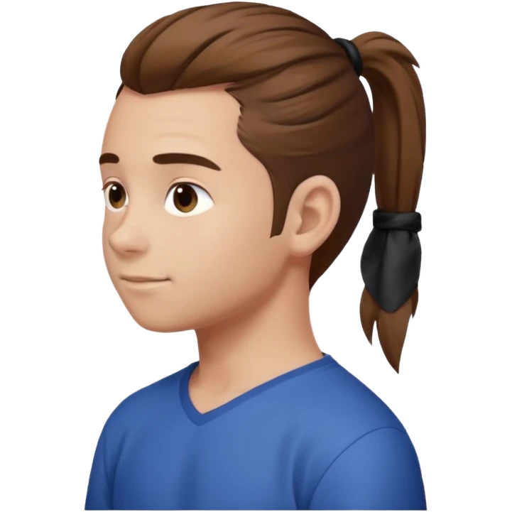 boy with ponytail, 3/4 view emoji