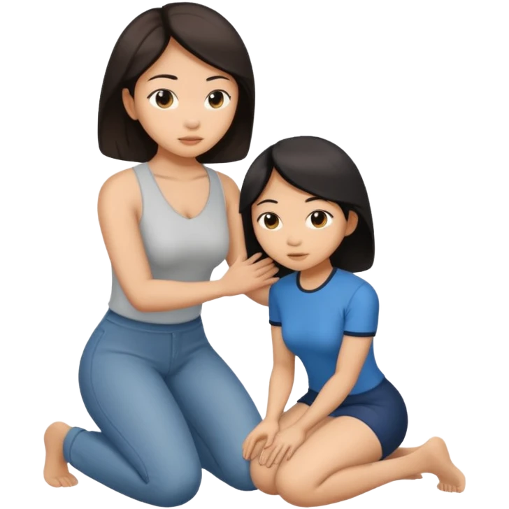 asian woman kneeling in front of a white man emoji