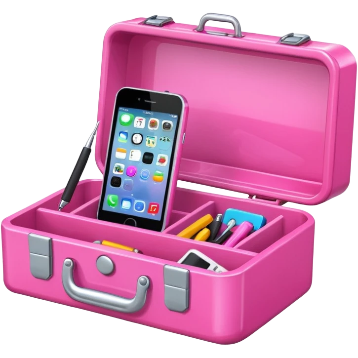 girly cellphone with a pink mini toolbox emoji
