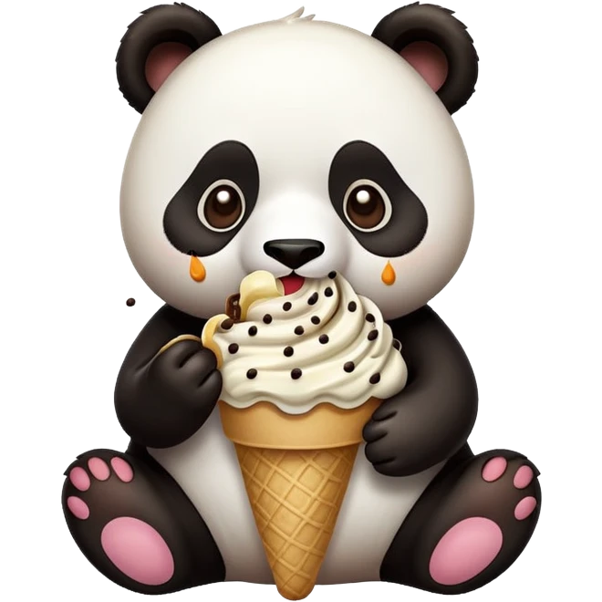 Panda eating ice cream emoji