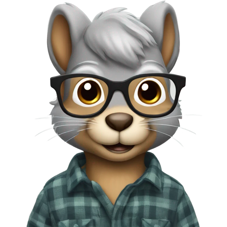 Squirrel with glasses and flannel shirt grey hair emoji