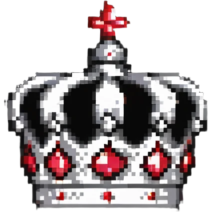 black crown with red jewels, simple and bold design emoji