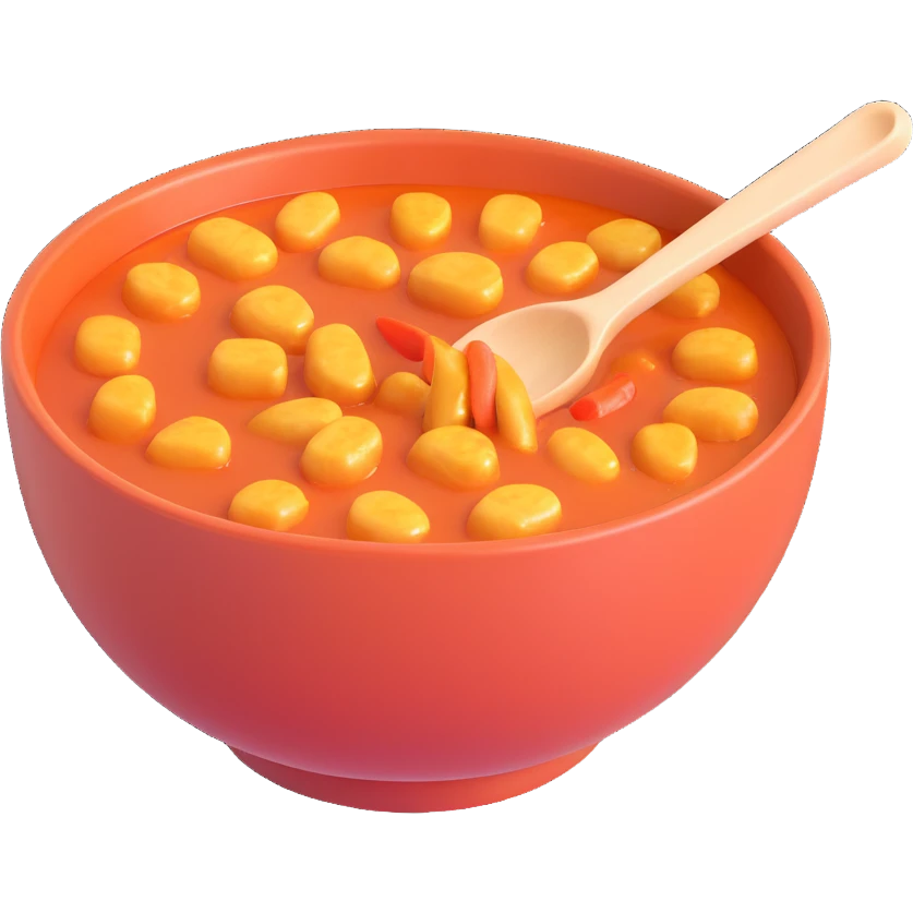 tteokbokki, spicy Korean rice cakes, 3D emoji style, glossy, appetizing, in a bowl emoji