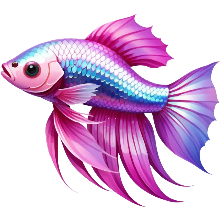 pink and white betta fish with flowing fins emoji