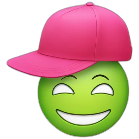 Smiling   pink، hat green ، emoji red emoji