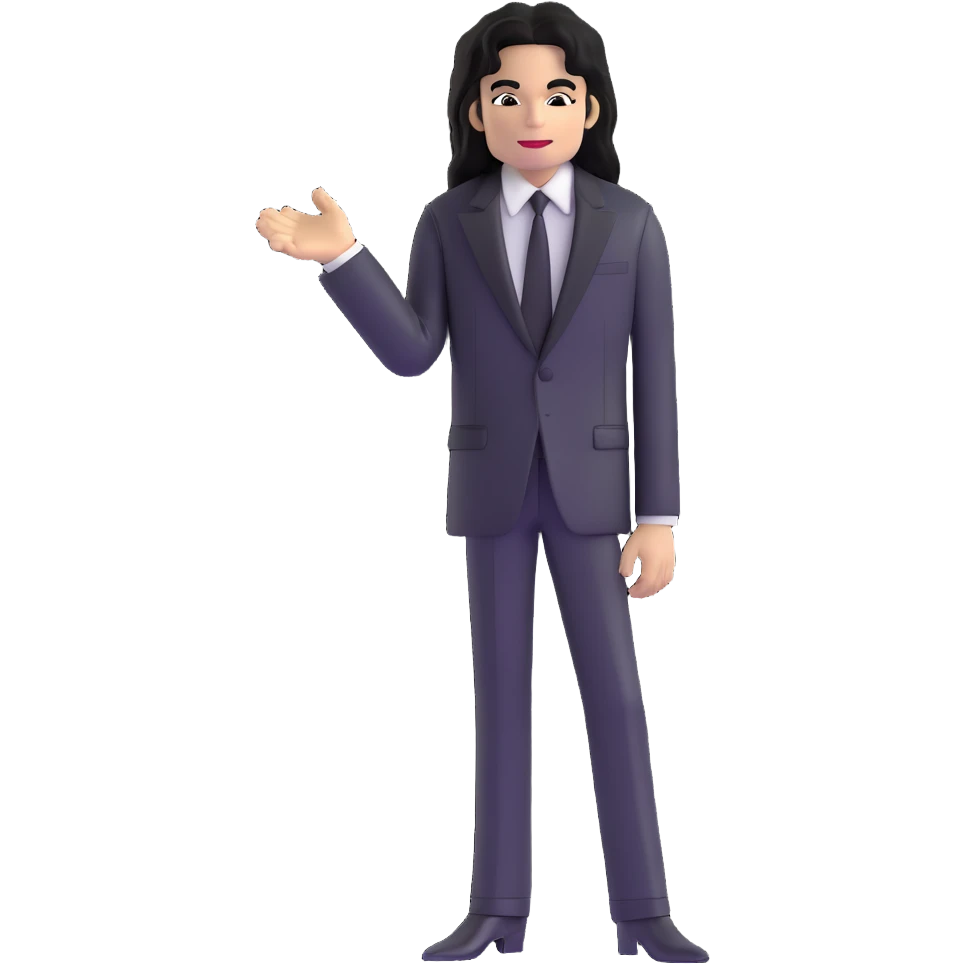 Michael Jackson with long hair in black suit emoji