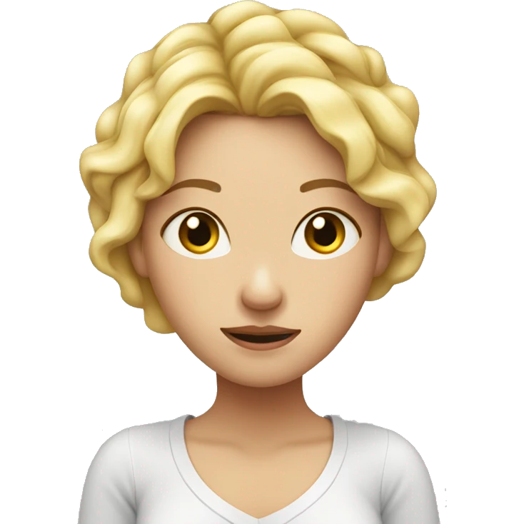 young woman, mother, stressed.. with highlights on her head, blonde, white skin, with her hands on her head emoji