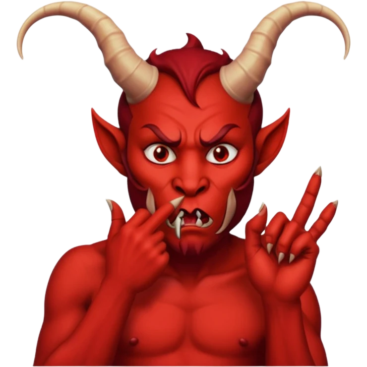 Creppy devil and shushing someone  🤫 like there figer over there mouth  like there lip is closed and the figers over emoji
