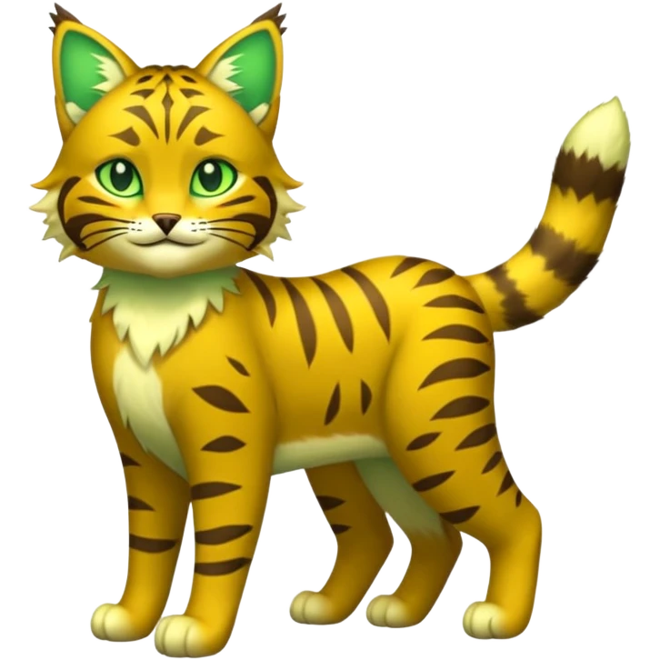 Green and Yellow Electrike-Sprigatito-Bobcat-Amaura-Aurorus-Shiny-glorp-cat-fusion (full body) emoji