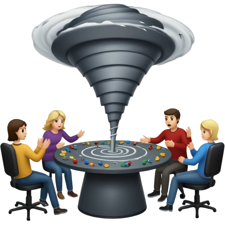 tornado carrying people at a game table emoji