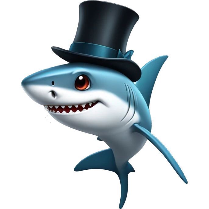 Shark with a top hat emoji