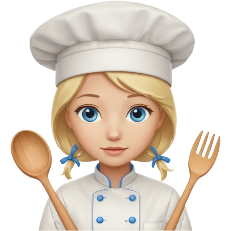 Blonde blue eyed female chef emoji