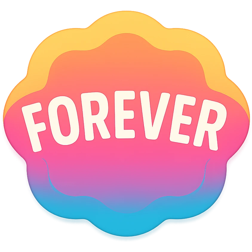 colorful icon style 'Forever' sticker, playful colors, prominent 'Forever' text, designed to stand out as a sticker emoji