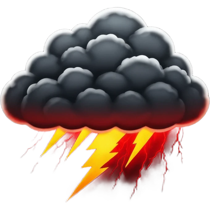 Black storm cloud with red lightning  emoji